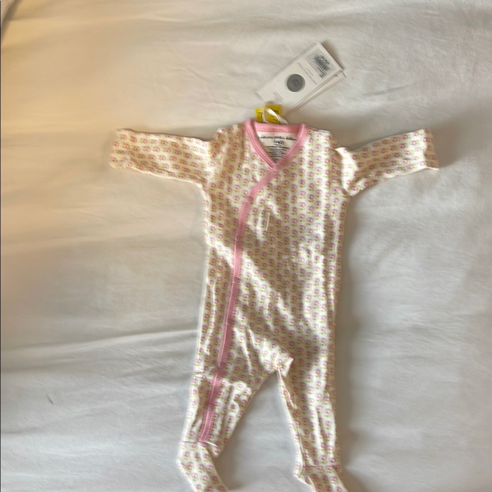 Petunia Pickle Bottom Pink and White Pajama Sets with Geometric Pattern